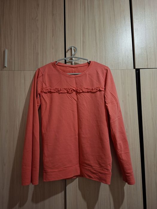 Блуза с дълъг ръкав,цвят корал
