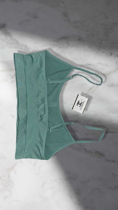 шанел кроп топ зелен спортен сутиен потниче потник фитнес спорт chanel