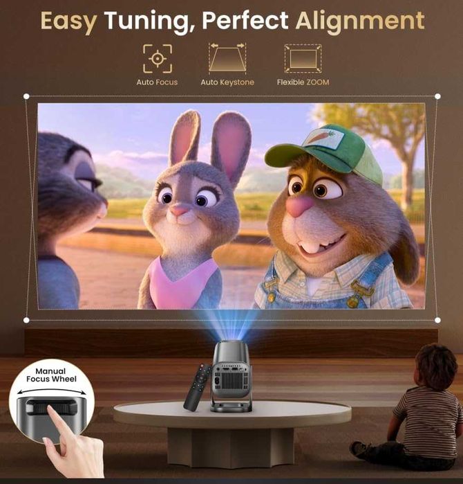 Нов Портативен Проектор 4K Поддръжка, WiFi 6, Bluetooth, Домашно Кино