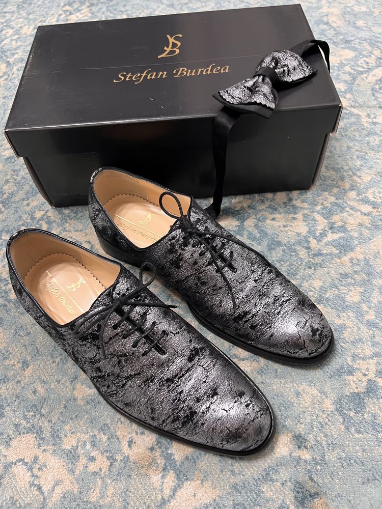 Pantofi Stefan Burdea barbati argintii, 42