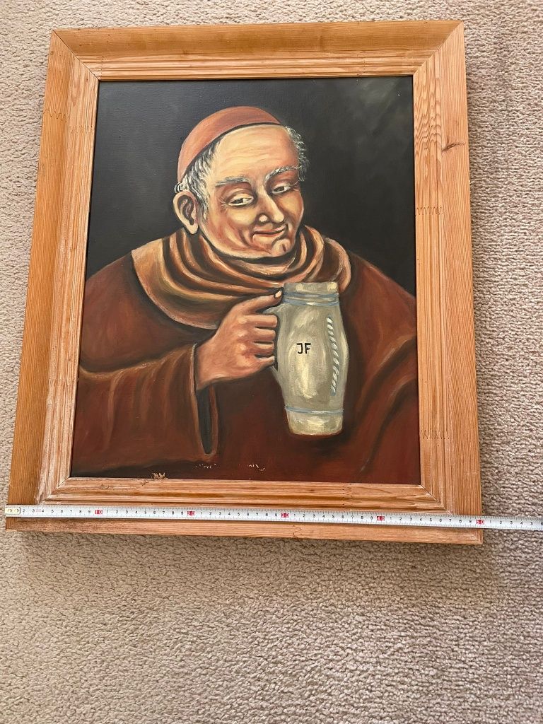 Călugăr bețiv. Pictura pe panza