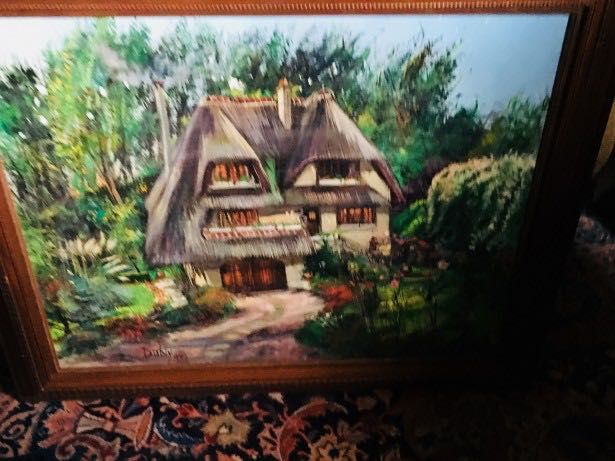 Pictură impresionistă-semnata-Peisaj montan-ulei pe panză-Franta