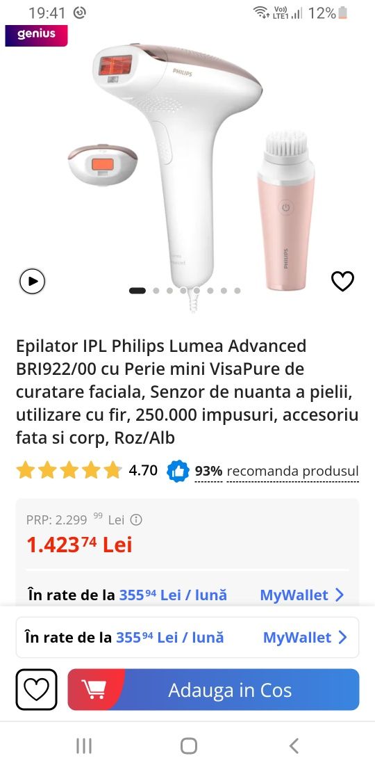 Epilator Philips Lumea ipl BRI922/00