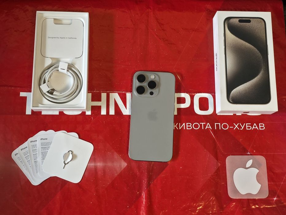 КАТО НОВ 128GB iPhone 15 Pro Гаранция Технополис 2025 Natural