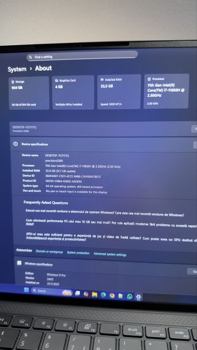 Laptop Dell Precision 5560 i7/32GB/1TB/Nvidia T1200