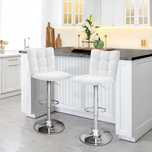 Set 2 scaune bar reglabile, rotative, piele PU |C 614159 White(2pcs)