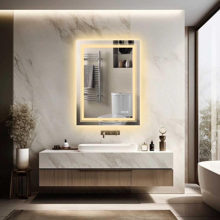Oglindă LED baie 60x80cm lumină frontala&spate, antiaburire, dimabila