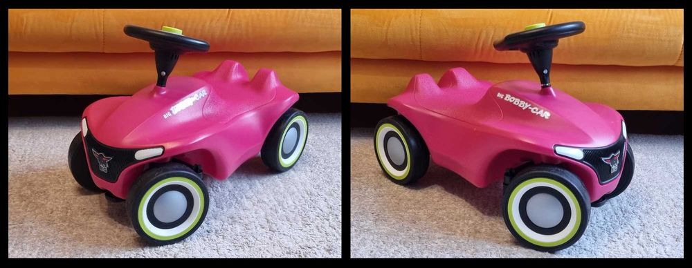 Masinuta Big Bobby Car roz, masina cu claxon