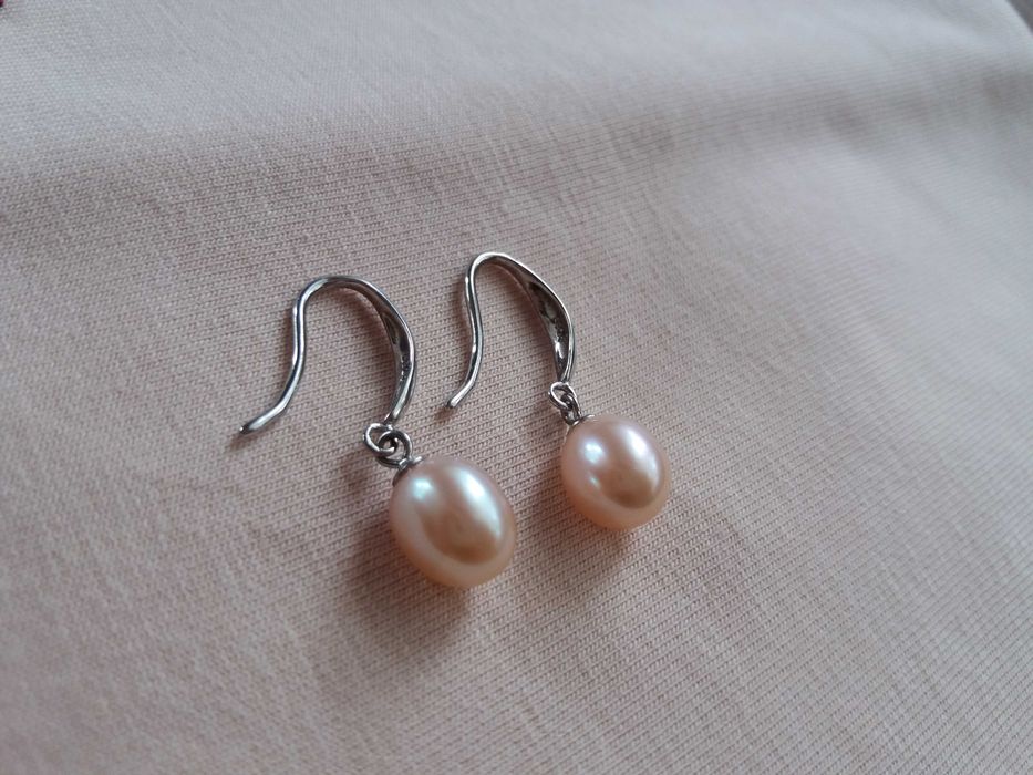 Обеци сребро, розови перли Yuno Pearls