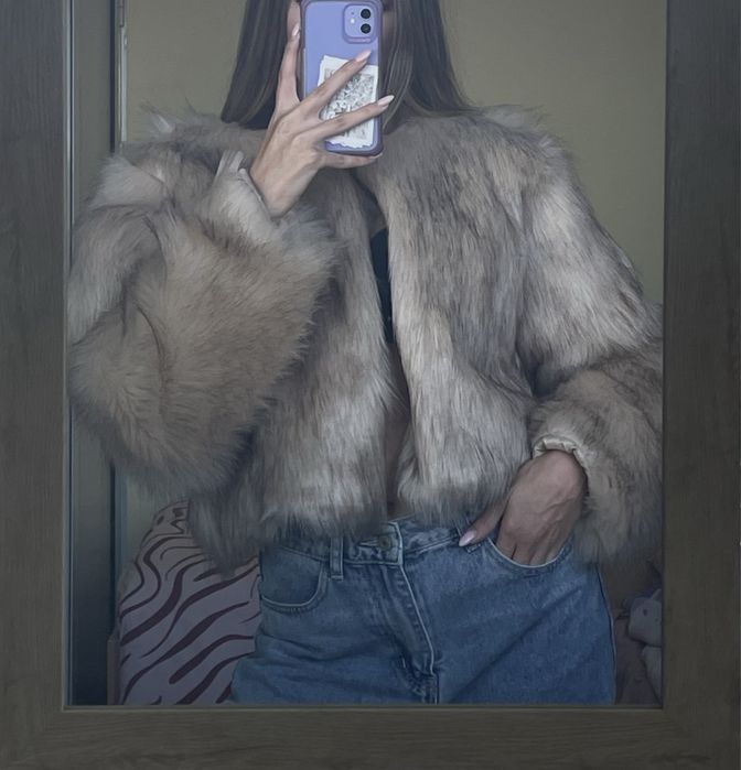 кожено яке с косъм