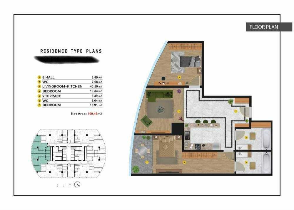 4-х комнатная в ЖК «Piramit Towers» 100+м2  ID: 3230