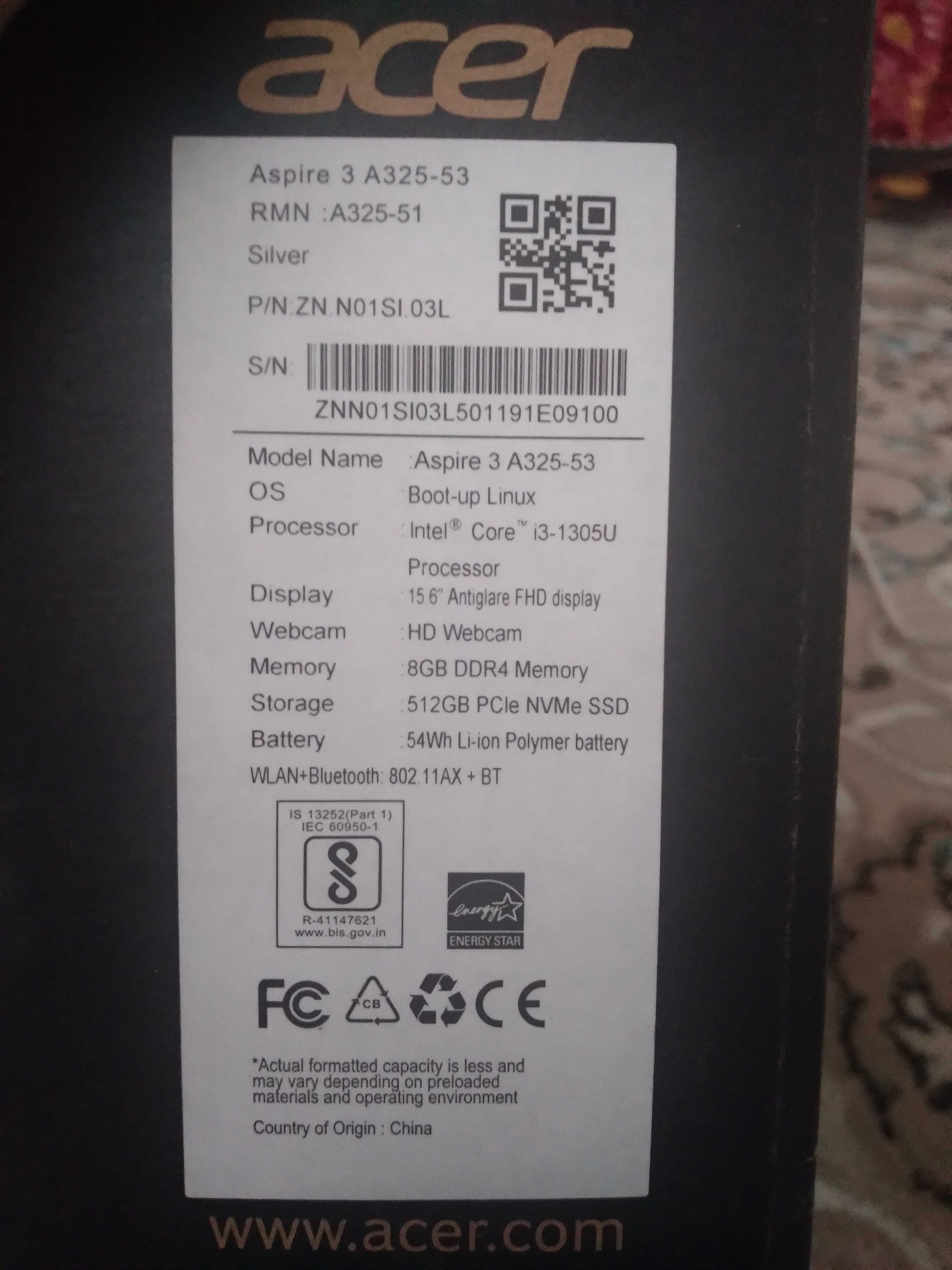 Ноутбук Acer Aspire 3
