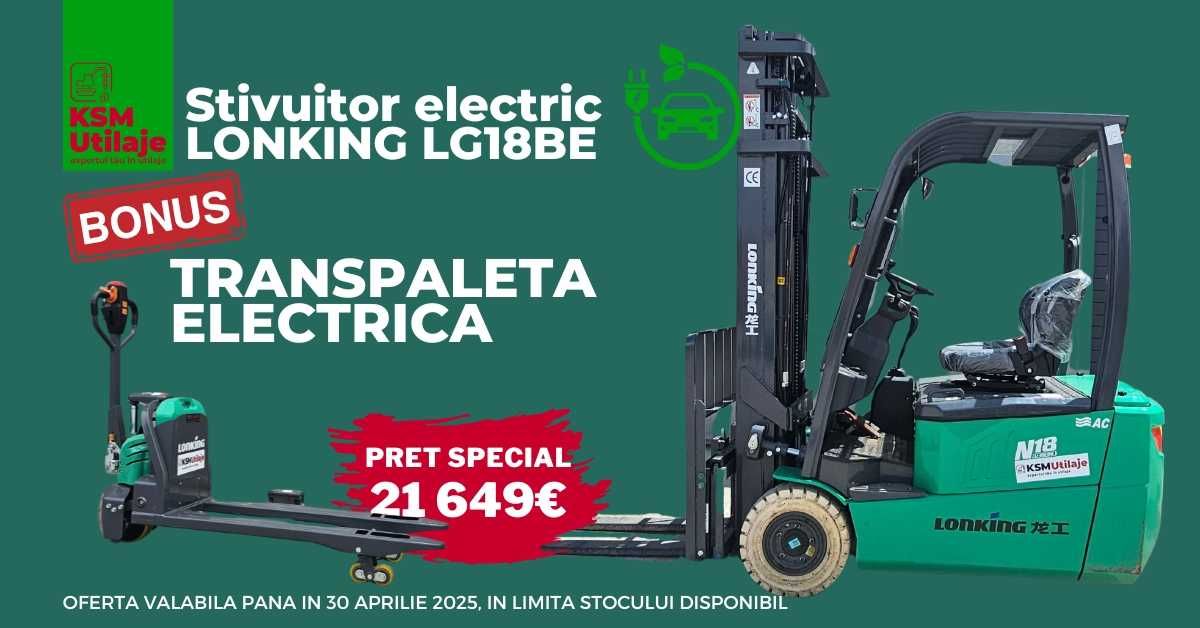Stivuitor electric Lonking 3 roti LG18BE Li-ion | in stoc