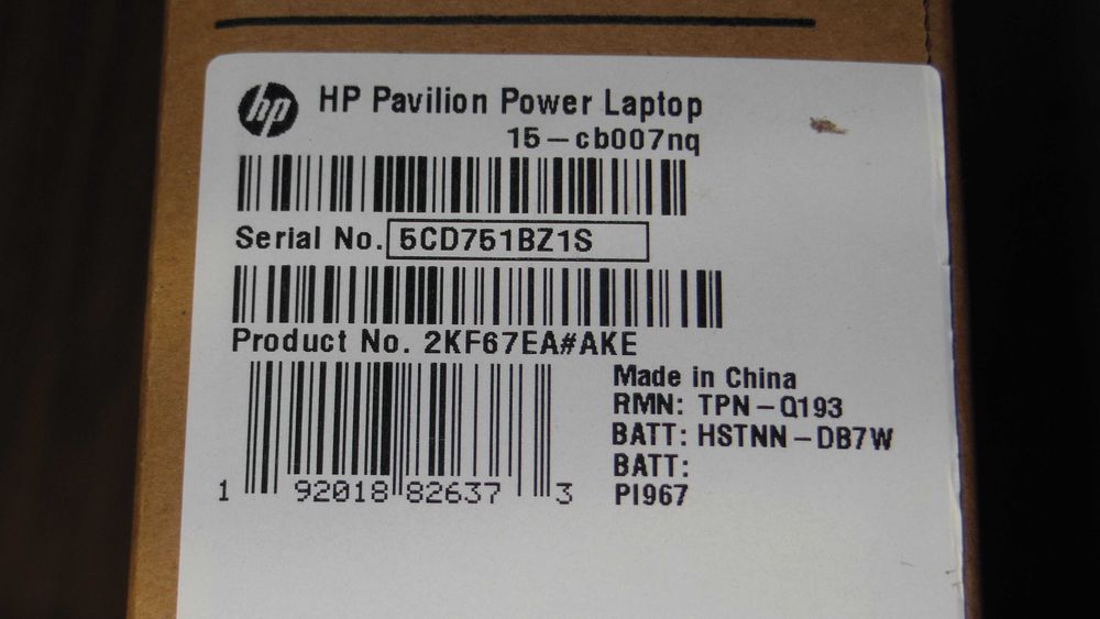HP Pavilion Power Notebook 15-cb007nq laptop gaming