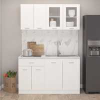 vidaXL Комплект кухненски шкафове от 4 части, бял, ПДЧ 3067655