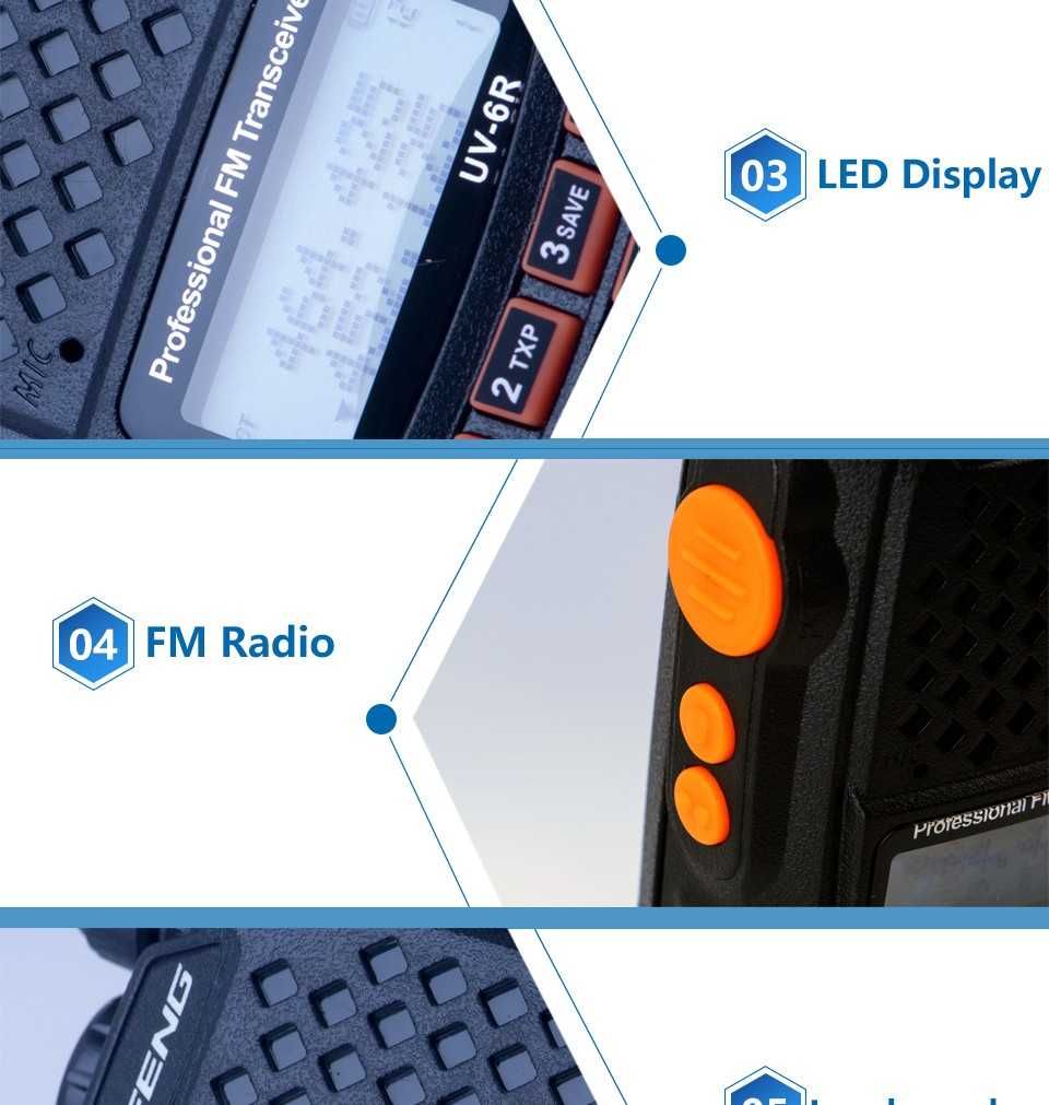 Нова Baofeng UV-6R 8W 5000mah Модел 2022 Мощна Двубандова Радиостанция