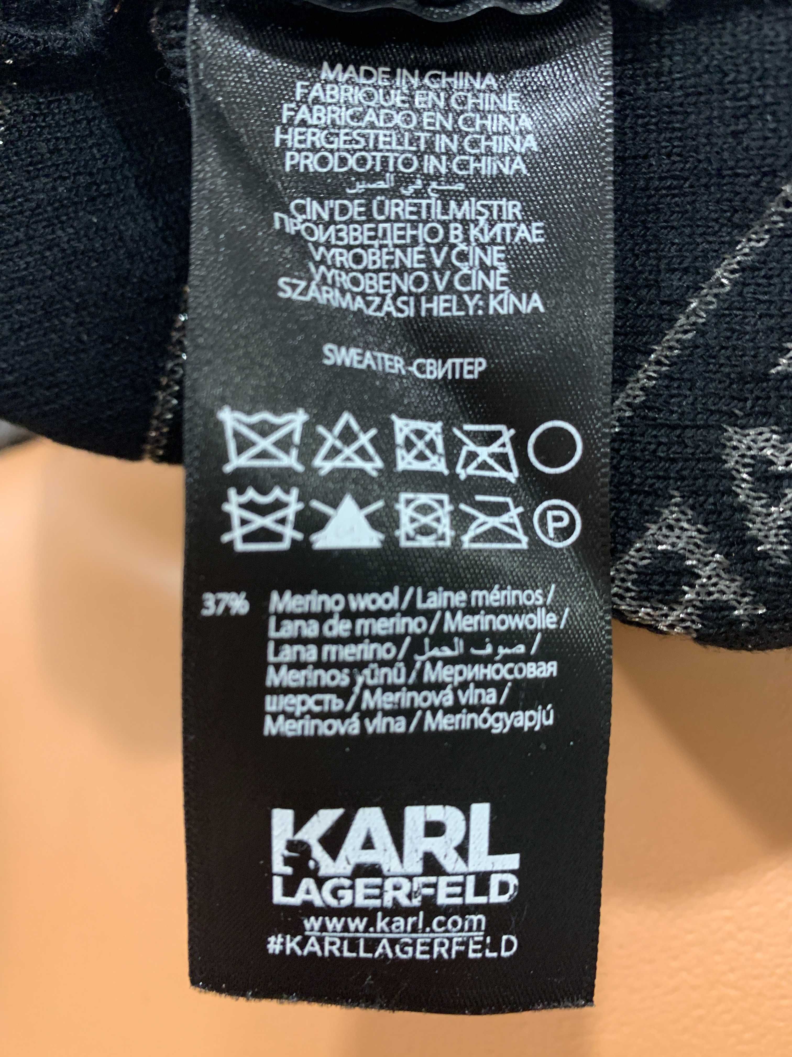 Pulover Karl Lagerfeld din lana merino si fir lame metalizat S