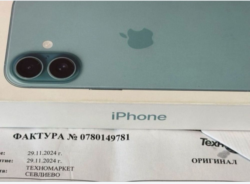 КАТО НОВ 256GB iPhone 16 Гаранция Техномаркет 2026 Teal / Синьо-зел