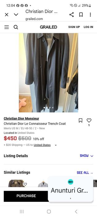 Christian Dior,  palton (trench coat) lână
