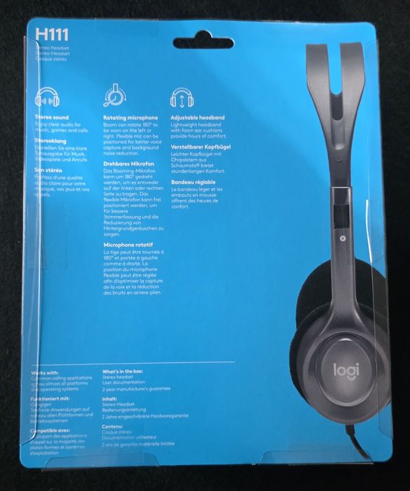 Casti originale Logitech cu fir si microfon H111