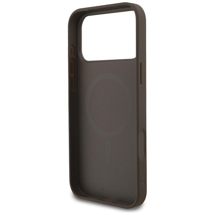 Калъф guess 4g small and classic logo magsafe за iphone 17 pro в кафяв
