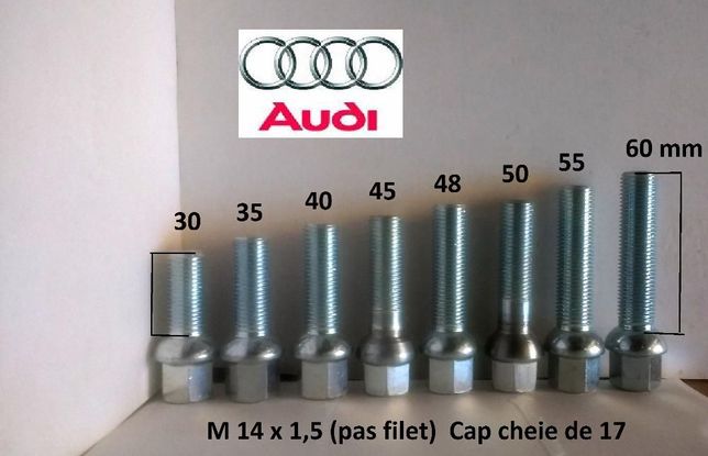 Prezoane lungi Audi pt jante aliaj 30 - 60 mm filet