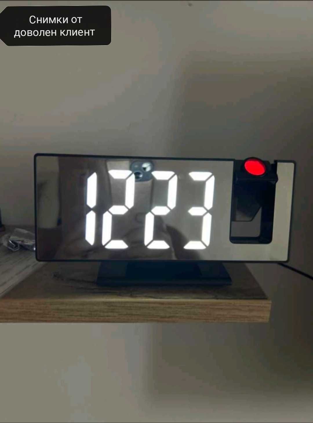 Проектиращ LED настолен огледален часовник с аларма