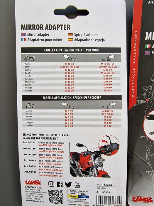 Înăltatoare / adaptor oglinzi motocicleta M10
