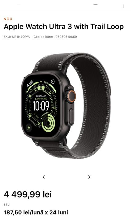 Apple watch ultra 3 Black NEACTIVAT!