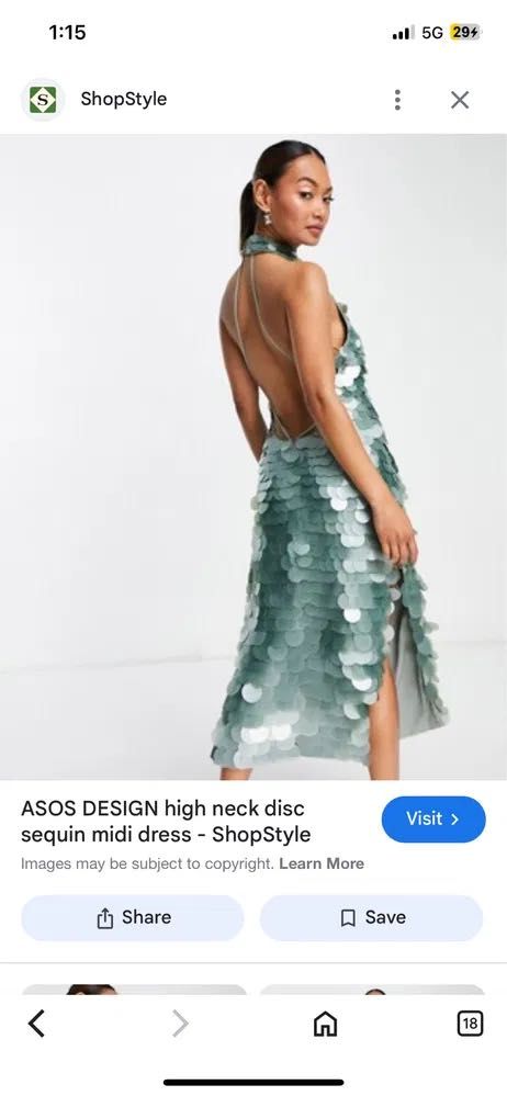 Шикозна рокля в паети, цвят мента. Asos