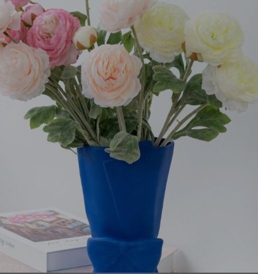 Vaza ceramica cu funda 24,5 cm, albastru inchis