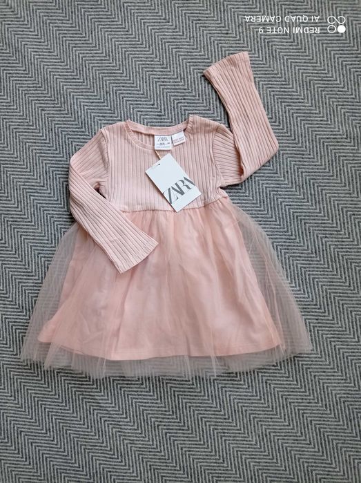 Zara рокля с тюл размер 12-18м
