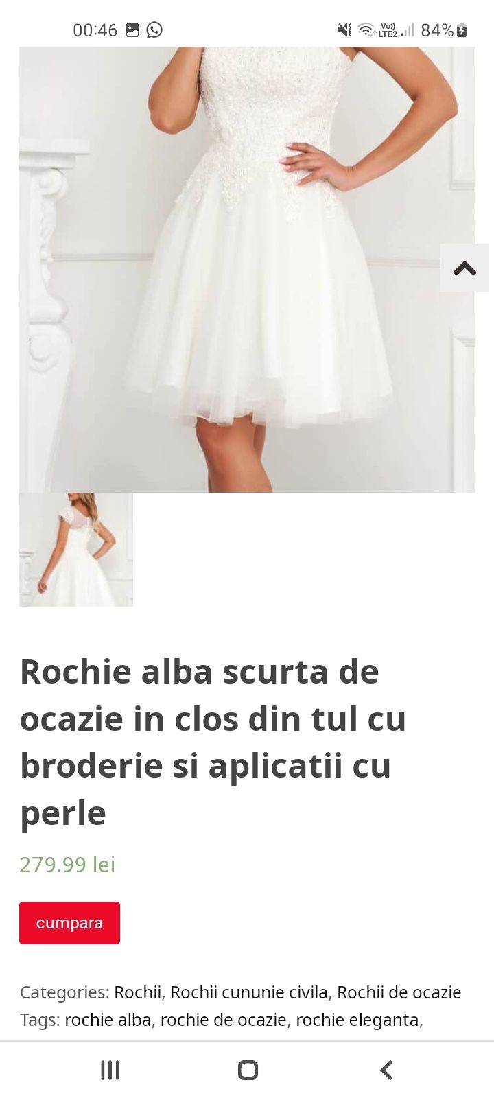 Vând rochie pentru cununie