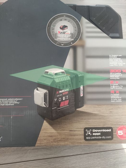 Laser 3 x 360 grade Parkside Performance cu acumulator 20 v 4 ah smart