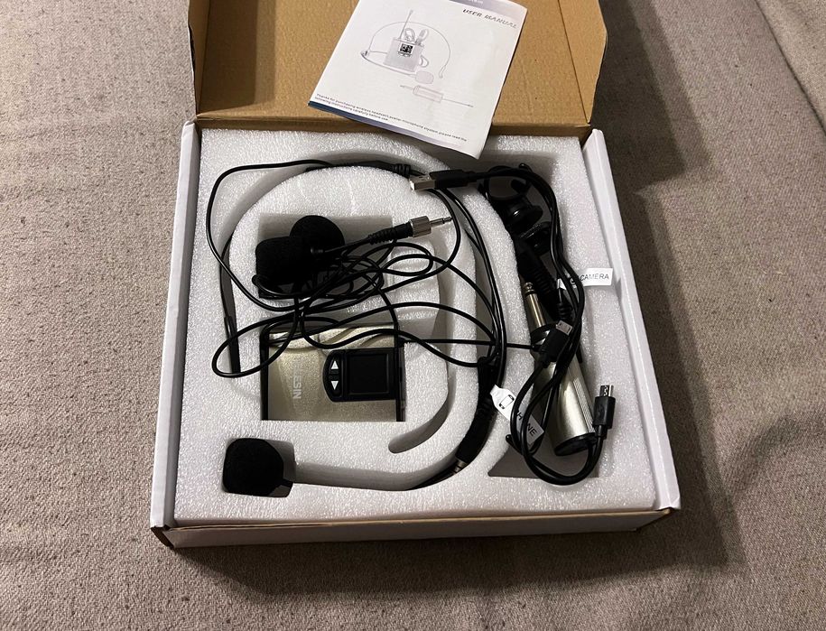Set microfon wireless headset lavalier 3 microfoane complet