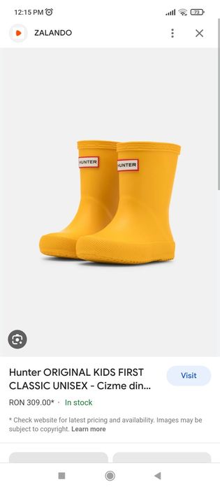 Cizme Hunter copii 27 NOI