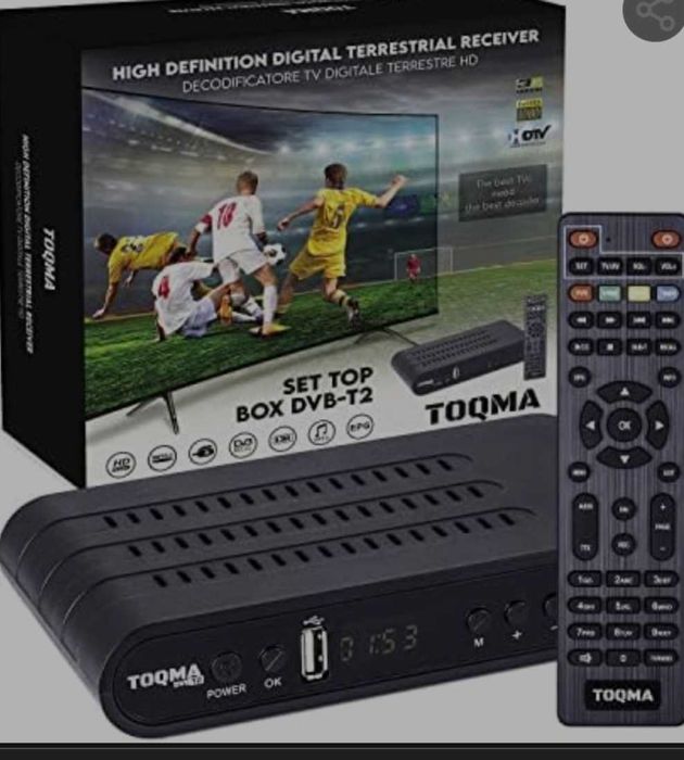 TOQMA DVB-T2 HD H.265 HEVC Ръчен 10-битов наземен цифров декодер