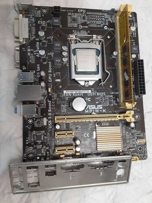 Рабочая материнская плата Asus H81M-k + Celeron G1840 + DDR3 (2Gb)