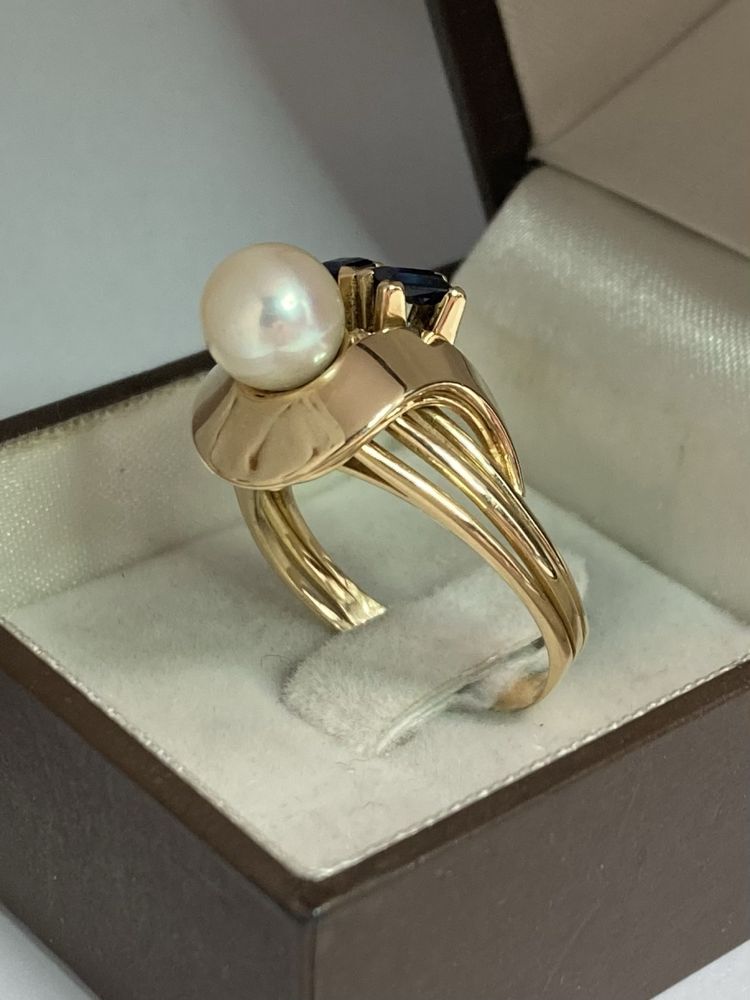 Inel aur 18kt.cu safire perla