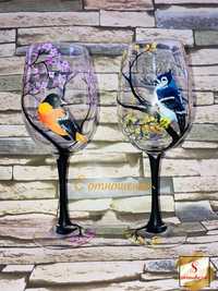 Ръчно рисувани чаши за вино