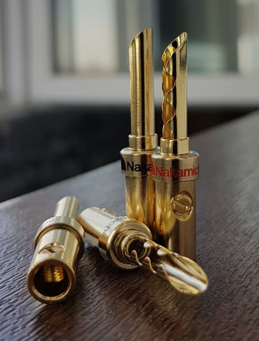 4x Mufe cabluri boxe / conectori cabluri /Banane audio Cupru + Argint