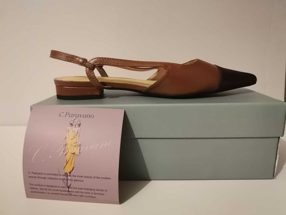 Pantofi dama C. Paravano maro/negru, marimi 38.5 si 41.5, noi