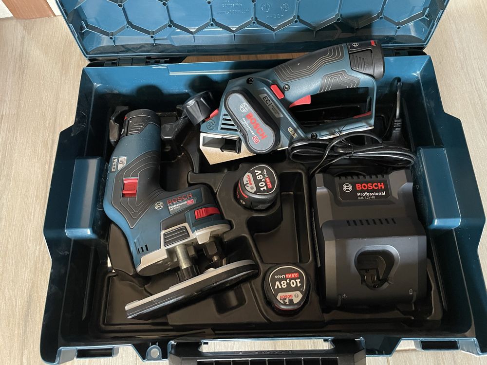 Bosch set 10,8v rindea si freza de canturi