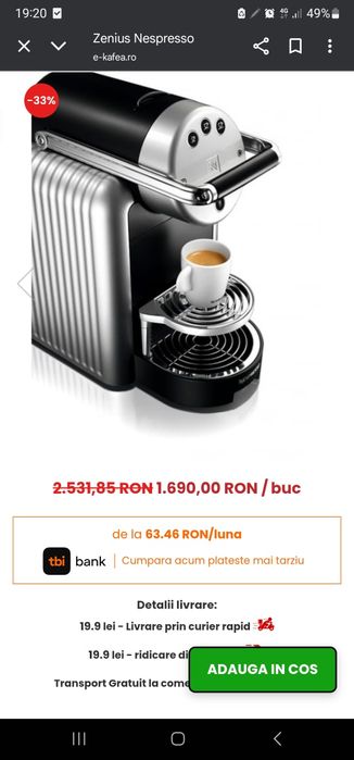 Vând expresor nespresso zeus