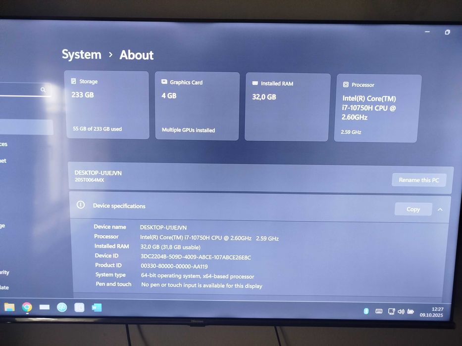 Ansamblu ThinkPad P15 i7, 32Gb, 500Gb SSD, video 4Gb