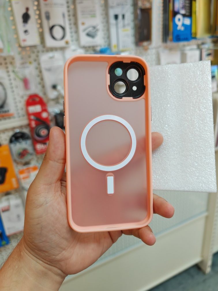 Луксозен кейс калъф Magsafe + камера за iPhone 15 Plus Розов