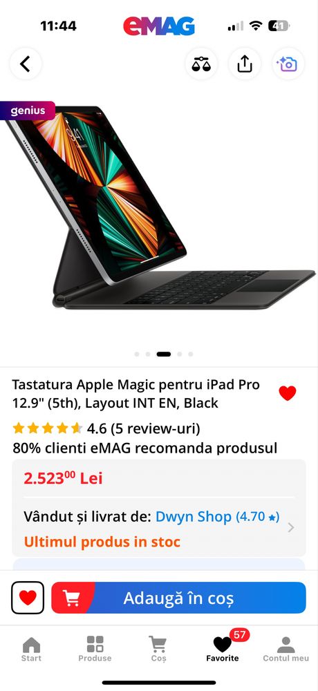 Tastaura Apple magic keyboard pentru ipad air 13”/ipad pro 12.9”