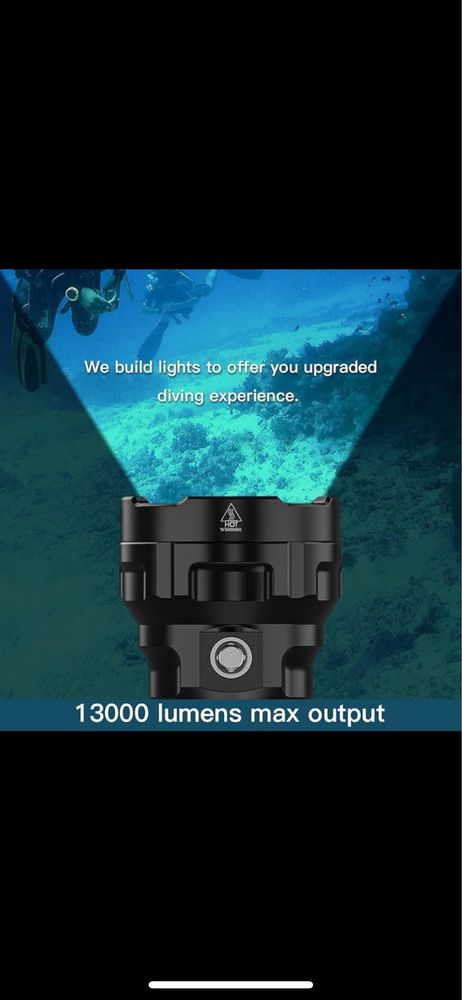 Wurkkos DL70 фенер за гмуркане, 13000 lm 4 *XHP50.2 подводно