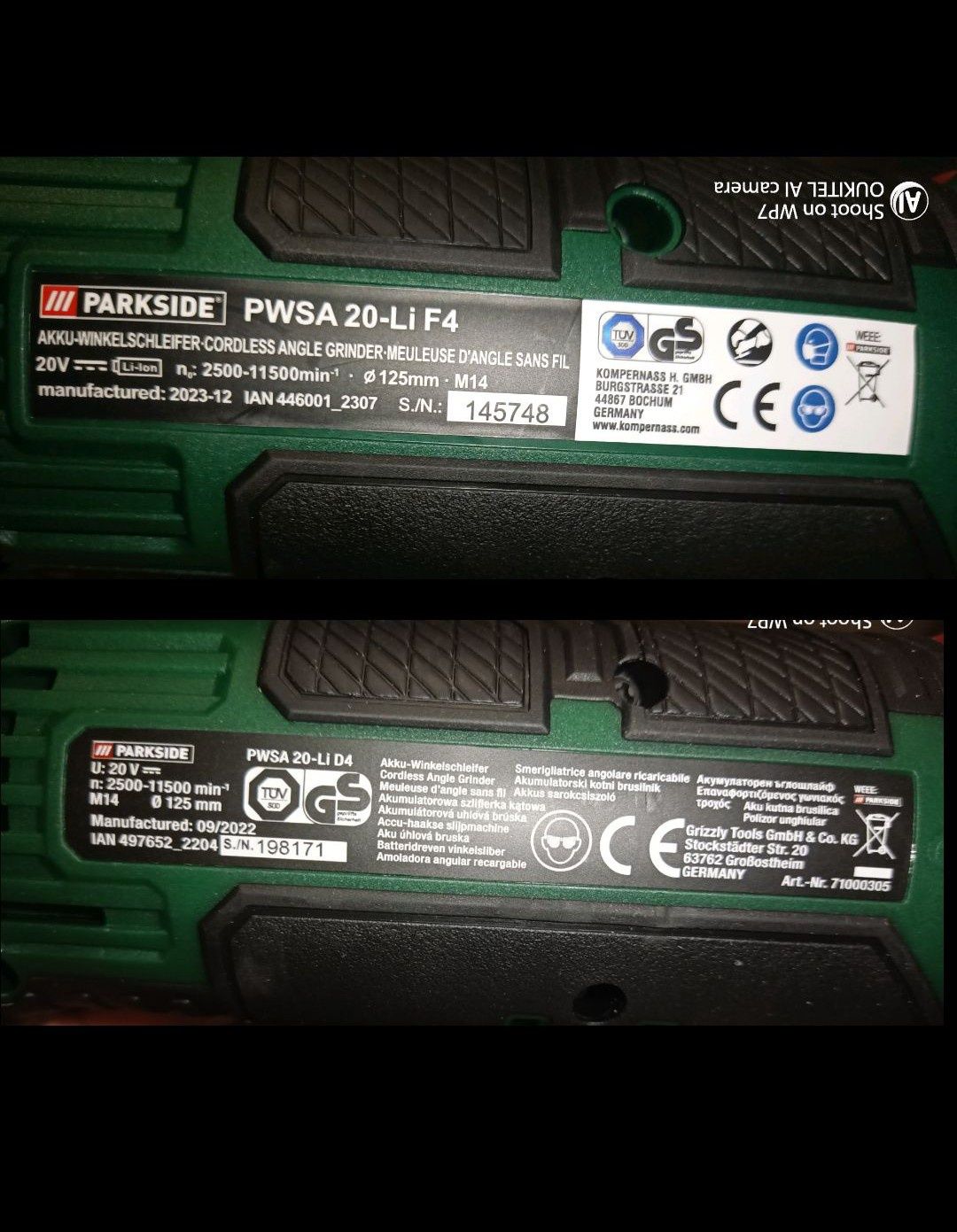 Parkside flex D4 F4 polidisc polizor pe baterie 20V 4A 8A incarcator