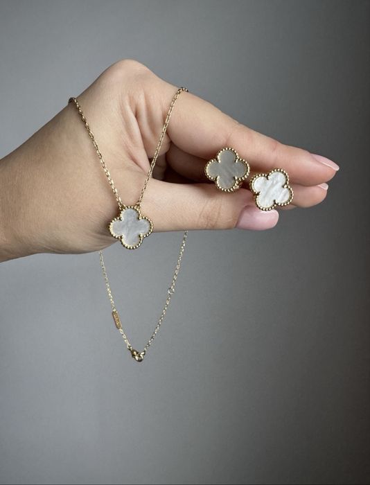 Позлатен комплект колие и обеци Van Cleef